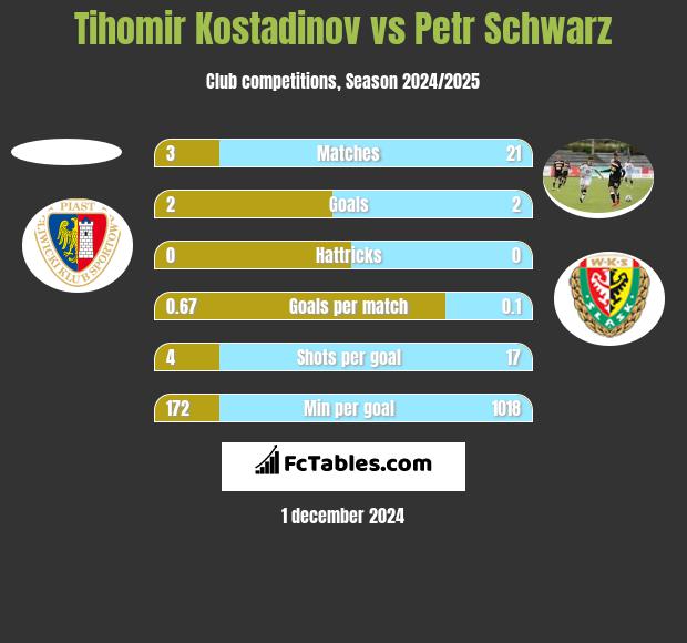 Tihomir Kostadinov vs Petr Schwarz h2h player stats