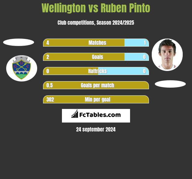 Wellington vs Ruben Pinto h2h player stats