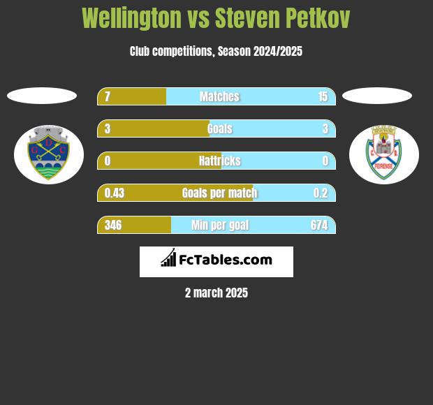 Wellington vs Steven Petkov h2h player stats