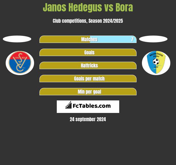 Janos Hedegus vs Bora h2h player stats