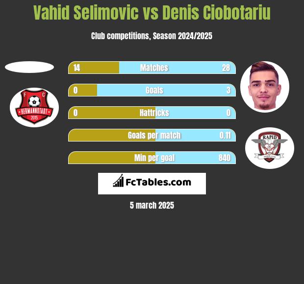 Vahid Selimovic vs Denis Ciobotariu h2h player stats