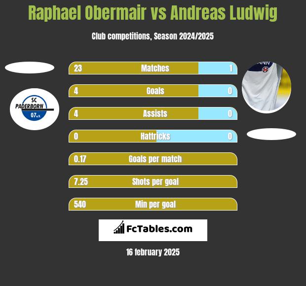 Raphael Obermair vs Andreas Ludwig h2h player stats