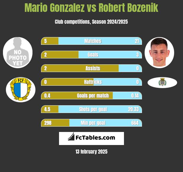 Mario Gonzalez vs Robert Bozenik h2h player stats