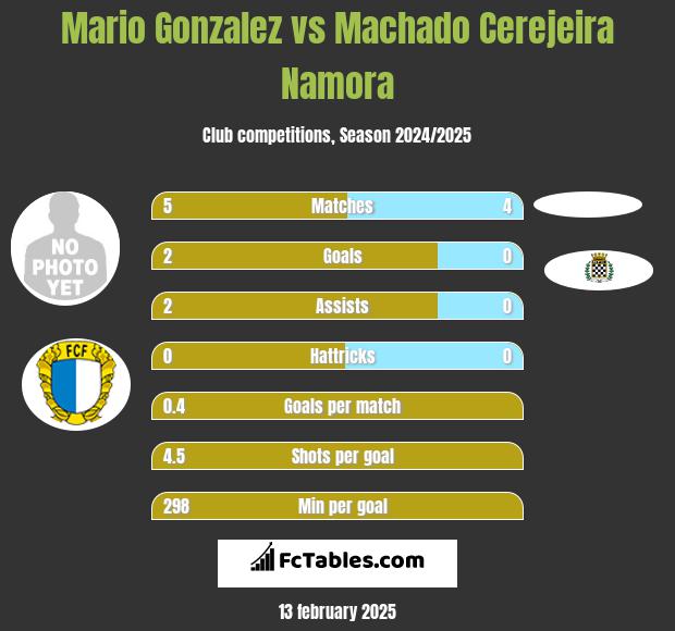 Mario Gonzalez vs Machado Cerejeira Namora h2h player stats