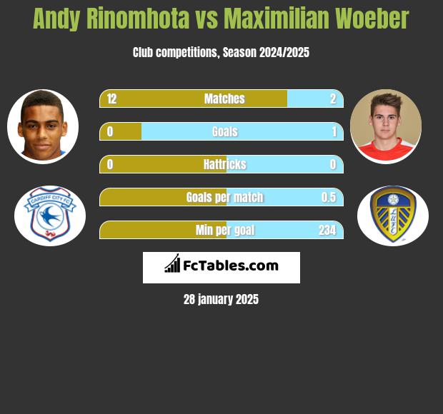 Andy Rinomhota vs Maximilian Woeber h2h player stats