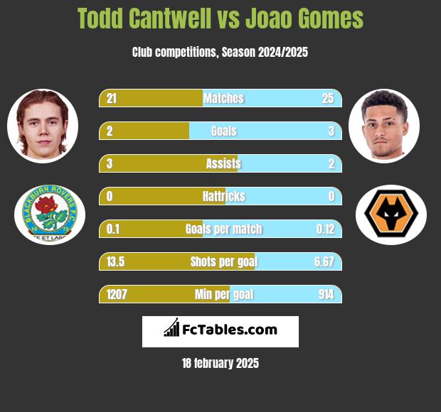 Todd Cantwell vs Joao Gomes h2h player stats