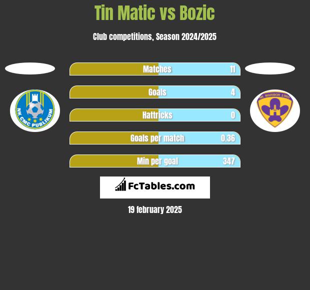 Tin Matic vs Bozic h2h player stats