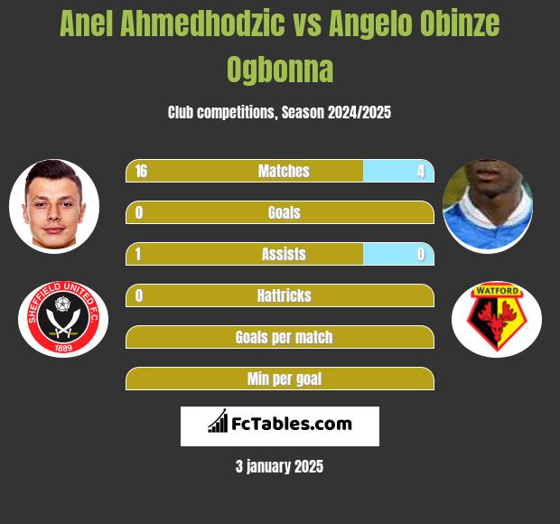 Anel Ahmedhodzic vs Angelo Obinze Ogbonna h2h player stats