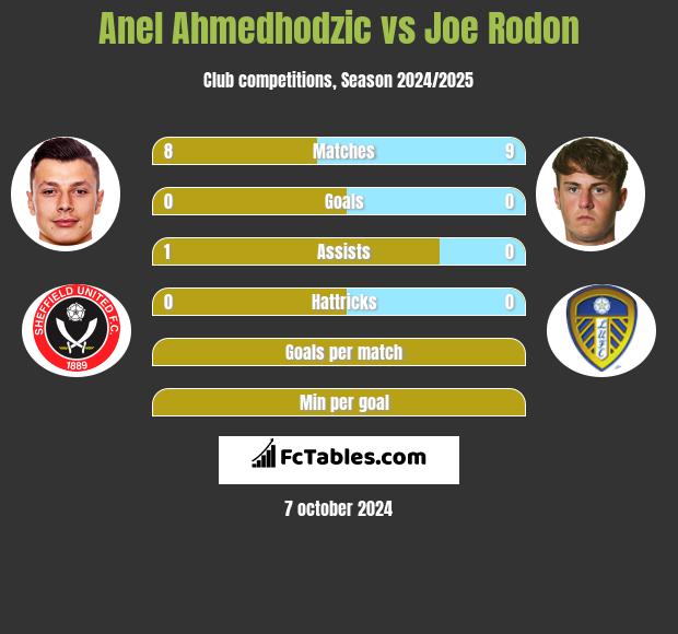 Anel Ahmedhodzic vs Joe Rodon h2h player stats