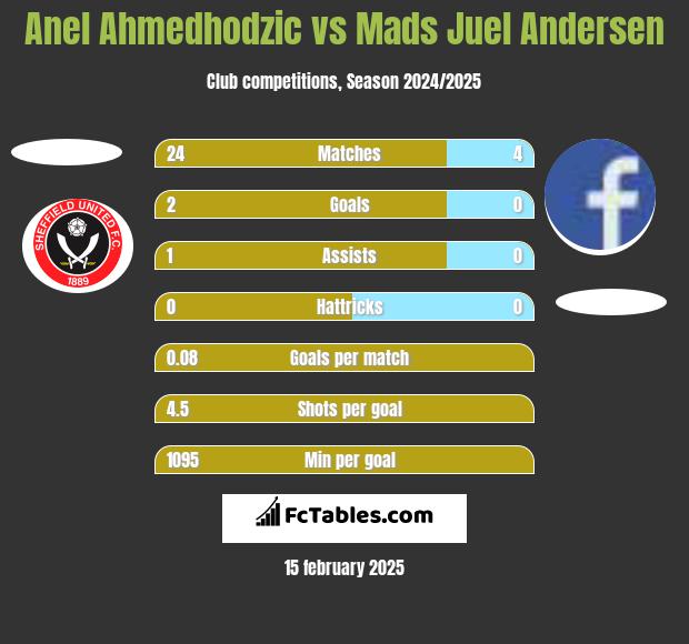 Anel Ahmedhodzic vs Mads Juel Andersen h2h player stats