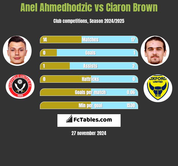 Anel Ahmedhodzic vs Ciaron Brown h2h player stats