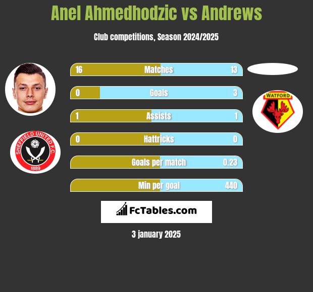 Anel Ahmedhodzic vs Andrews h2h player stats