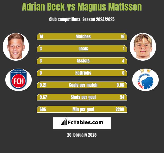 Adrian Beck vs Magnus Mattsson h2h player stats