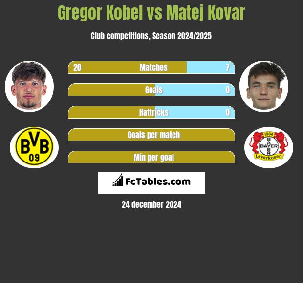 Gregor Kobel vs Matej Kovar h2h player stats