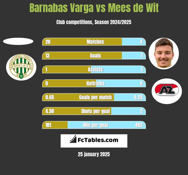 Barnabas Varga vs Mees de Wit h2h player stats