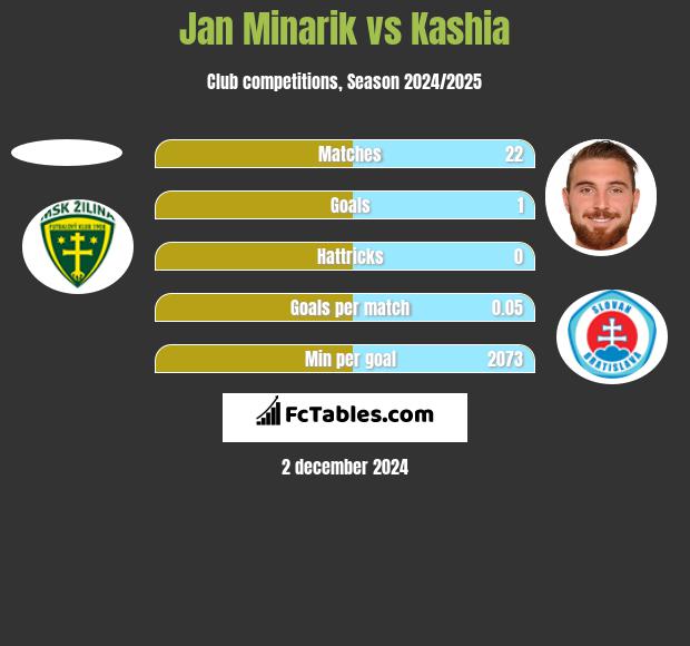 Jan Minarik vs Kashia h2h player stats