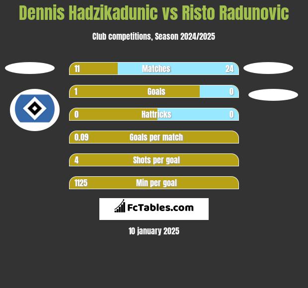 Dennis Hadzikadunic vs Risto Radunovic h2h player stats