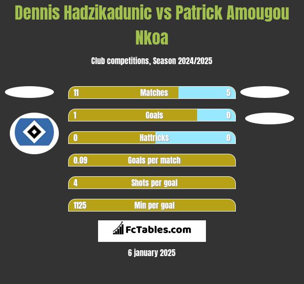 Dennis Hadzikadunic vs Patrick Amougou Nkoa h2h player stats