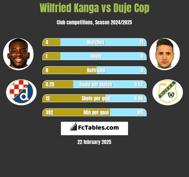 Wilfried Kanga vs Duje Cop h2h player stats