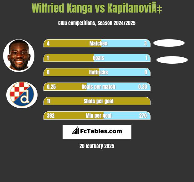 Wilfried Kanga vs KapitanoviÄ‡ h2h player stats