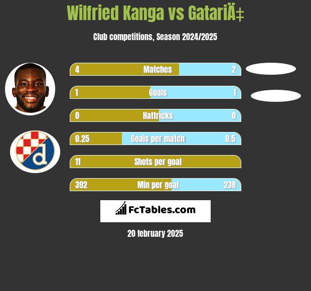 Wilfried Kanga vs GatariÄ‡ h2h player stats