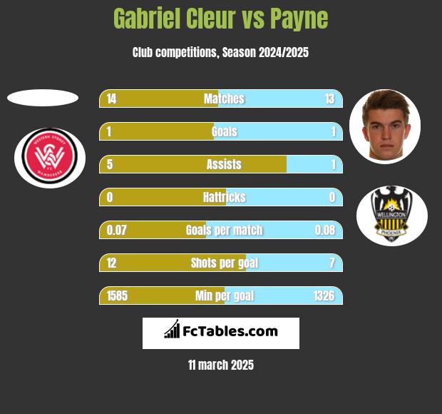 Gabriel Cleur vs Payne h2h player stats