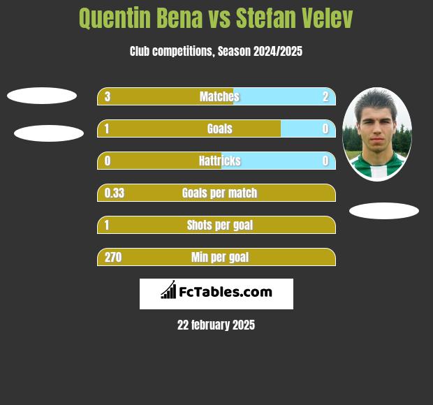 Quentin Bena vs Stefan Velev h2h player stats