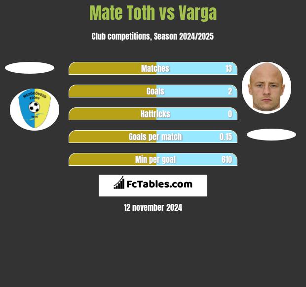 Mate Toth vs Varga h2h player stats