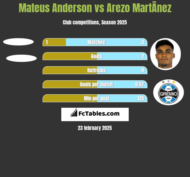 Mateus Anderson vs Arezo MartÃ­nez h2h player stats