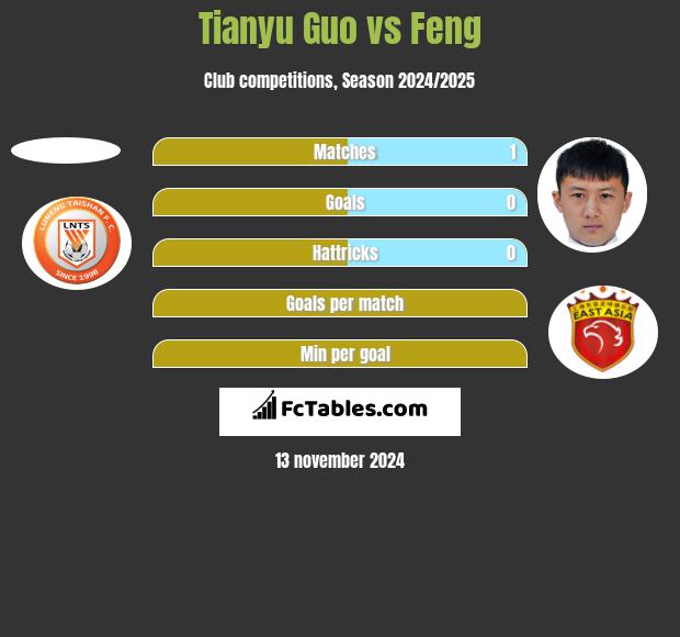 Tianyu Guo vs Feng h2h player stats