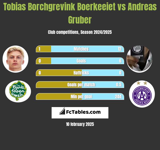 Tobias Borchgrevink Boerkeeiet vs Andreas Gruber h2h player stats