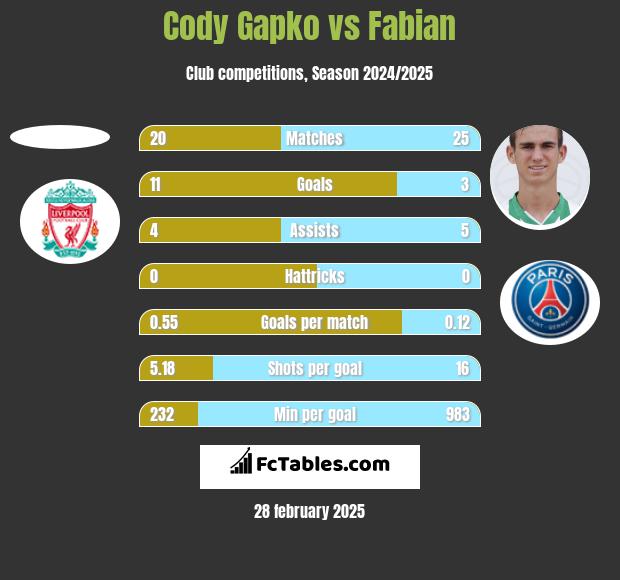 Cody Gapko vs Fabian h2h player stats