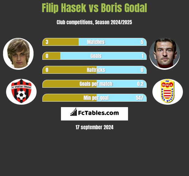 Filip Hasek vs Boris Godal h2h player stats