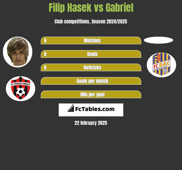 Filip Hasek vs Gabriel h2h player stats