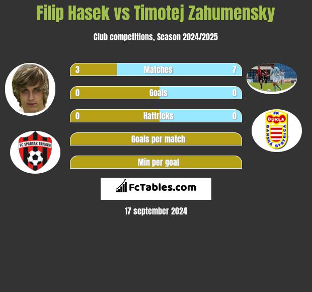 Filip Hasek vs Timotej Zahumensky h2h player stats