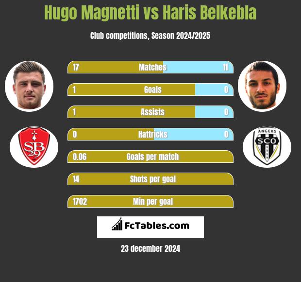 Hugo Magnetti vs Haris Belkebla h2h player stats