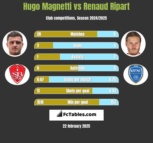 Hugo Magnetti vs Renaud Ripart h2h player stats