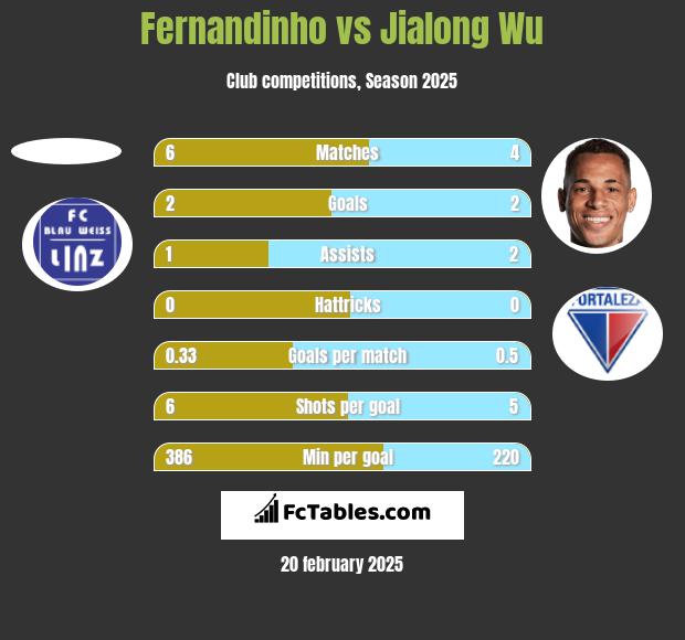 Fernandinho vs Jialong Wu h2h player stats