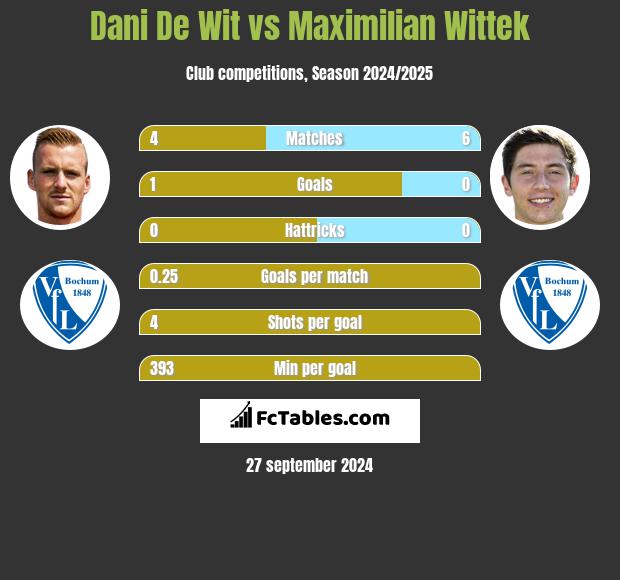 Dani De Wit vs Maximilian Wittek h2h player stats