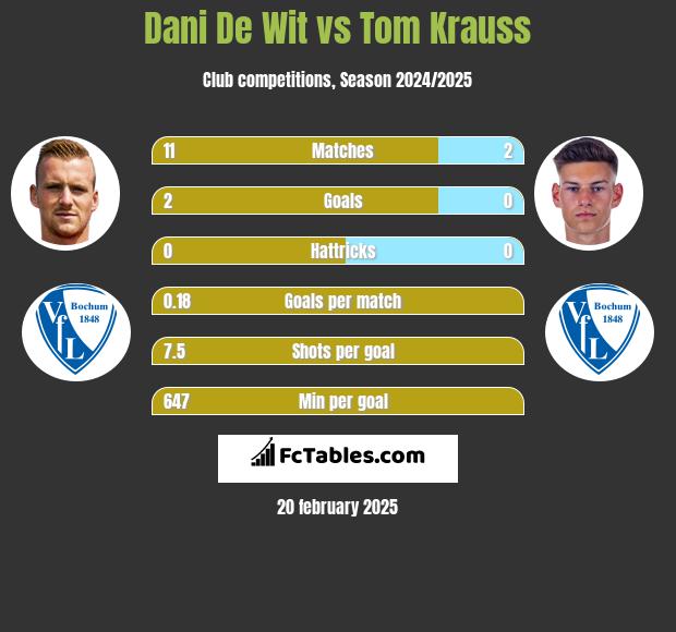 Dani De Wit vs Tom Krauss h2h player stats