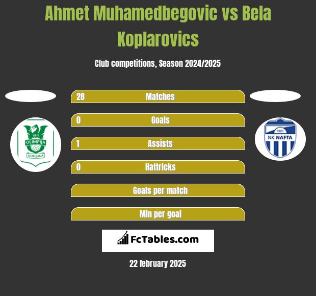 Ahmet Muhamedbegovic vs Bela Koplarovics h2h player stats