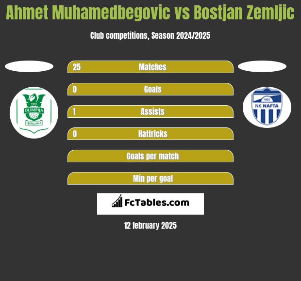 Ahmet Muhamedbegovic vs Bostjan Zemljic h2h player stats