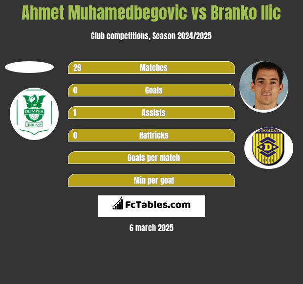 Ahmet Muhamedbegovic vs Branko Ilic h2h player stats