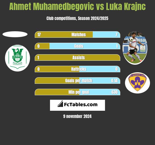 Ahmet Muhamedbegovic vs Luka Krajnc h2h player stats