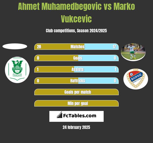 Ahmet Muhamedbegovic vs Marko Vukcevic h2h player stats