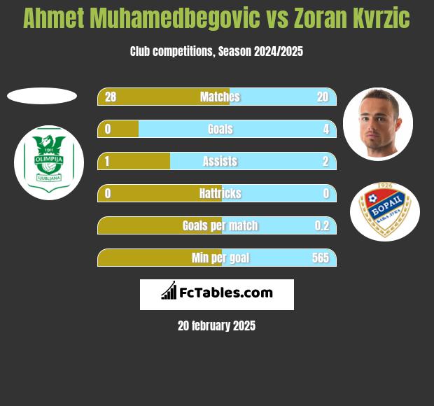 Ahmet Muhamedbegovic vs Zoran Kvrzic h2h player stats