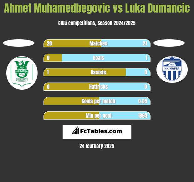 Ahmet Muhamedbegovic vs Luka Dumancic h2h player stats