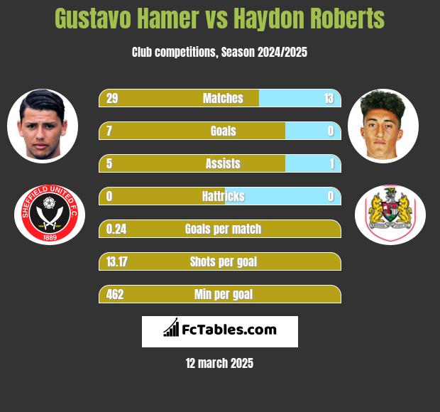 Gustavo Hamer vs Haydon Roberts h2h player stats