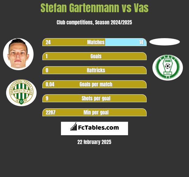 Stefan Gartenmann vs Vas h2h player stats