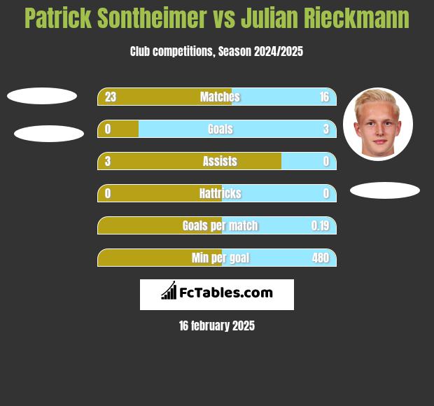 Patrick Sontheimer vs Julian Rieckmann h2h player stats